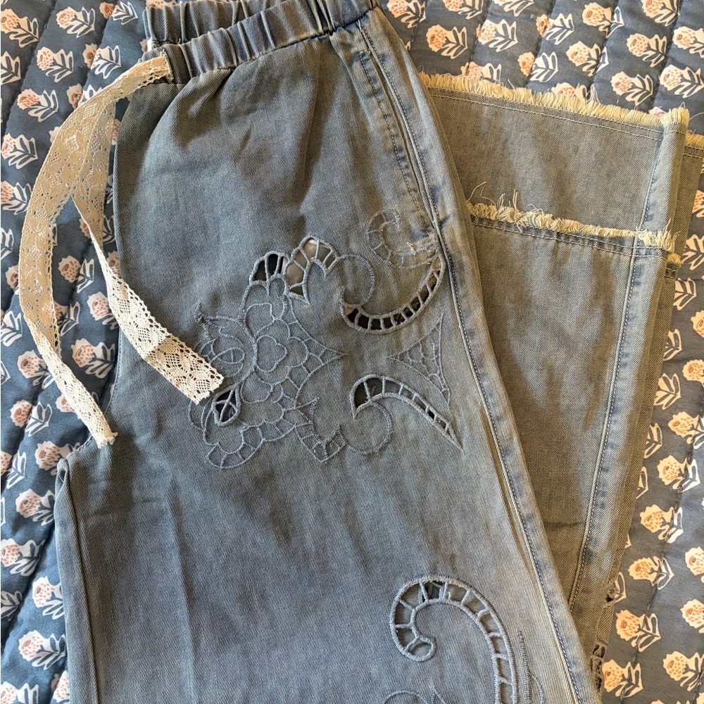 🖤 POL Vintage Wash Outseam Woven Twill Wide Pants – NWT – Size Medium - Picture 7 of 11